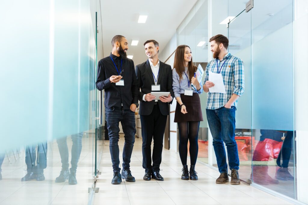 group of business people standing in the office